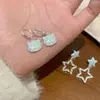 Brincos de Clipe Azuis Fofos de Gato com Gotejamento de Óleo para Verão para Mulheres, Brincos de Pino Criativos Frescos Estilo Coreano com Orelhas de Gato, Estrela de Cinco Pontas