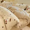 Conjunto de Quatro Peças de Veludo Leite de Inverno Classe A Espessado Coral Fleece Lençol Capa de Edredom Fleece Nantong Roupa de Cama Flanela