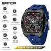 Reloj Deportivo Sanda de Doble Pantalla para Estudiantes de Secundaria, Montañismo al Aire Libre, Hora Mundial, Resistente al Agua, Cuenta Atrás, Versátil, Elegante Reloj Electrónico