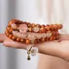 Pulsera Circular Múltiple de Ciprés Natural 6mm DIY Bolsa de la Fortuna de Jade Rosa Pulsera Artística Suave Envolvente para Mujer Venta al por Mayor desde el Fabricante