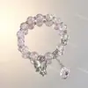Novo Pulseira Rosa Doce e Delicada com Estilo Chinês Flor de Cerejeira Rosa Espírito Presente Exquisito para Melhor Amiga e Namorada Joia de Mão Rosa Névoa Conto de Fadas