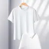 Camiseta de Manga Corta para Hombre Base Blanca Cuello Redondo Primavera Verano Media Manga Color Sólido Ropa Interior Marca de Moda Top Ropa Exterior