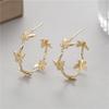 Pendientes de lujo ligeros de estilo francés de alta calidad, estilo europeo y americano, con lazo de plata 925 para mujer, con cara de mujer, pendientes asimétricos con anillo en C, venta al por mayor