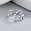 Anillo Giratorio de Plata Tailandesa para la Ansiedad Anillo para el Dedo Índice Multi-Círculo Cuentas de Transferencia Auspicioso Transferencia Moda Coreana Regalo para Novia