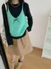 Primavera de 2026 Novo Estilo Camisa de Tricô Camiseta sem Mangas com Laço Doce Camisola para Mulheres Tendência