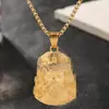 Colar com Pingente Cravejado de Diamantes Banhado a Ouro em Aço Titânio, Nova Joia Hip-Hop Europeia e Americana Mais Vendida pelo Fabricante
