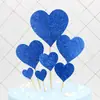 Enfeite de bolo de aniversário plug-in estrelas brilhantes cartão de amor estrelas de cinco pontas corações foscos estrelas cartão grande
