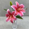 Flores Artificiais Série Lírio para Decorações de Casamento, Arranjo de Flores de Luxo Leve, Flores Artificiais Lírio de 2 Cabeças, Flores Decorativas de Material 3D