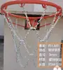 Red de baloncesto gruesa de tres colores, extendida, duradera, acero inoxidable 304, red de canasta galvanizada, bolsa de red para aro de baloncesto de cadena de hierro, 12 ganchos