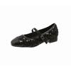 Novos Sapatos de Verão 2025 com Lantejoulas Brilhantes, Bico Aberto e Salto Grosso para Uso Externo com Saias, Sapatos Versáteis