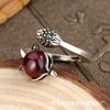Anillo Nuevo Puerta Este Grande Zorro Granate para hombre y mujer retro rojo paloma sangre personalidad Moda anillo abierto mujer Mayoreo