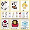 Modelos de padrão fofos em estilo pixel de desenho animado para arte com miçangas, papel espessado para referência, materiais criativos para artesanato DIY