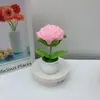 Maceta Grande de Flor Rosa Tejida Acabada Planta Ramo Hecho a Mano Adorno Decoración de Coche Regalo Día del Maestro Tejido al por Mayor