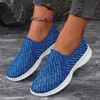Zapatos Casuales Nuevos de Primavera y Otoño, Zapatos Casuales de Malla Transpirables Planos Fly-Knit para Mujer sin Cordones, Zapatos Casuales de Malla de Comercio Exterior Talla Grande Listos para Enviar