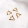 Pendente de Estrela de Cinco Pontas, Coração, Trevo de Quatro Folhas, Triângulo Geométrico, Redondo, Banhado a Ouro 14K com Zircônia Incrustada, Pendente DIY, Brincos