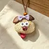 Pingente de bolsa fofo de cachorrinho peludo com a língua para fora, pingente de desenho animado natural, semente de terapia sonora curativa, popular em áreas cênicas, pingente divertido e adorável