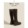Botas Altas de Pierna Ancha para Mujer, Estilo Europeo y Americano, Botas Rectas de Suela Plana, Botas Altas, Tallas Grandes 41-43, que Aumentan la Altura, Circunferencia Amplia de la Pantorrilla