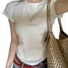 Camiseta Básica de Manga Corta Cuello Redondo Color Sólido Ajuste Delgado Hombro Normal 40 Piezas Algodón Puro 210g 92% Algodón/8% Spandex Blanco y Negro Camiseta Base