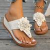 Sandalias de Mujer de Talla Grande Transfronterizas Verano Nuevas Sandalias de Punta Abierta con Flores de Amazon Sandalias Europeas y Americanas Cómodas