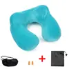 Almohada en Forma de U de PVC Estilo Nuevo, Desmontable y Lavable, Almohada Inflable de Joroba para Descanso del Mediodía, Almohada Inflable para Cuello de Viaje en Avión con Opción de Código de Barras