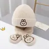 Sombreros de Otoño e Invierno para Niños Sombreros de Lana de Oso para Niños Sombreros de Algodón Tejido Cálido para Bebés y Bufandas Conjunto de Dos Piezas