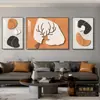 Pintura decorativa moderna minimalista para sala de estar, arte abstrato em linha, pintura para pendurar na parede de fundo do sofá, tríptico de atmosfera de alta qualidade