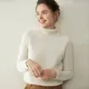 2025 Nuevo Suéter de Cachemir Grueso de Doble Hilo de Cuello Alto para Mujer con Manga Raglán de Color Sólido Camisa Base Venta al por Mayor