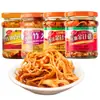 Aceite rojo Huichuan Flammulina velutipes botella de 175g platos para servir Flammulina velutipes picante enlatada Pleurotus erata brotes de bambú