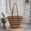Bolsa de Praia Grande Capacidade Verão Seaside Moderna Simples Bolsa de Férias Listrada Retrô Bolsa de Mão Feminina Atacado