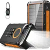 Power bank impermeable para exteriores de gran capacidad 20000mAh con carga inalámbrica alimentado por energía solar, manivela para generar energía, para comercio electrónico transfronterizo