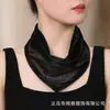 Bufanda de Seda Modelo Nuevo 2026 con Hebilla Magnética de Perla, Moderna y Colorida, Cinta Triangular Única, Bufanda para el Cuello Correctora para Mamá