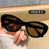 S5009 Gafas de Sol Unisex de Moda Ligeras con Montura Irregular Estilo Ojo de Gato Venta al por Mayor Marco Negro Clásico Gafas de Sol Color Té