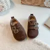 Zapatos Birkenstock para Niños Primavera y Otoño Retro Zapatos Pequeños de Cuero para Bebé Niñas Suela Suave Antideslizantes Zapatos Tipo Frijol Niños Versátiles Casuales