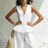 Conjunto de Chaleco y Pantalones Anchos de Algodón Puro con Diseño de Nicho Nuevo Primavera/Verano 2026 Conjunto de Dos Piezas Estilo Europeo y Americano Transfronterizo para Viajes y Uso Diario