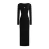 Vestido Sexy de Manga Longa com Decote em V Profundo e Fivelas Metálicas, Novo Outono Slim Fit Elástico com Fenda nas Costas Bodycon