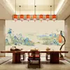 Papel de parede paisagem Qianli Jiangshan luxo leve nova paisagem chinesa tecido de parede papel de parede de fundo de TV sala de estar sofá Tecido de parede Novo