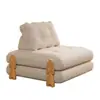 Bloques de Construcción Modulares Sofá Cama Plegable Combinación Madera Maciza Individual Doble Uso Apartamento Pequeño Estilo Crema Sala de Estar Sofá Perezoso