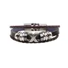 Pulsera Trenzada Multicapa para Hombre de Bicicleta Nueva Europea y Americana Cruzada de Piedra Negra Joyería de Cuero Retro de Moda