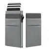Porta-Cartões Metálico Anti-Roubo RFID com Empurrador Lateral, Porta-Cartões de Liga de Alumínio Ultra-Fino Multi-Funcional com Elástico, Unissex