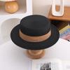 Sombrero de paja versión coreana para mujer, para vacaciones de verano, parasol antiultravioleta, sombrero plano tejido hueco, sombrero protector solar para hombre
