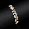 Pulsera de strass de Corea del Sur para mujer, versión ancha, llena de temperamento de diamante, pulsera versátil, moda, clásica, joyería de muñeca de cristal súper brillante