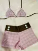 Verano Ins Nuevo Playa Piscina Sexy Hottie Lazo Lunares Diseño Camiseta sin Mangas Conjunto de Falda Traje de Baño Mayoreo