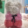 Flor Artificial Eterna de PE 25cm Oso Rosa Regalo para el Festival Qixi Oso de Espuma Ramo de Flores para Festival de Cumpleaños