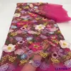 Vestido de Malla Multicolores Exquisito Estilo Chino 3D con Patrón de Plantas para Mujer Vestido de Novia Traje de Escenario Tela Bordada Encaje de Novia