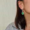 Brinco de Calcedônia Verde Gelo Luz Natural Agata Joia Feminina Gancho de Orelha Presente Brincos Estilo Chinês Presente