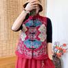 Chaleco Estilo Étnico Jacquard Algodón Lino Primavera 2023 Bordado Patrón Dragón Cuello Vertical Hebilla para Mujer Estilo Nacional