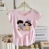 Ropa de Casa de Dos Piezas con Aire Acondicionado y Mangas Cortas, Pantalones Cortos, Traje con Personaje de Dibujos Animados, Pijama Infantil para Niñas de Verano, Delgado, Tallas Mediana y Grande