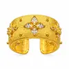 Qingdao Antigo Médio [Escultura Flor de Ouro] Anel de Abertura com Sentido Avançado Flor Estilo Novo Popular Anel Retrô