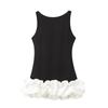 Comércio exterior atacado estilo europeu e americano bainha de botão de flor feminina vestido francês sem mangas saia justa de base vestido de noite
