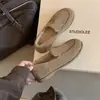 Casa de Uvas ~ Cuero Genuino Minimalista Cómodo Punta Redonda Perezoso Felpa Viejo Dinero Mocasín Zapatos de Piel Nuevos Zapatos de Otoño/Invierno